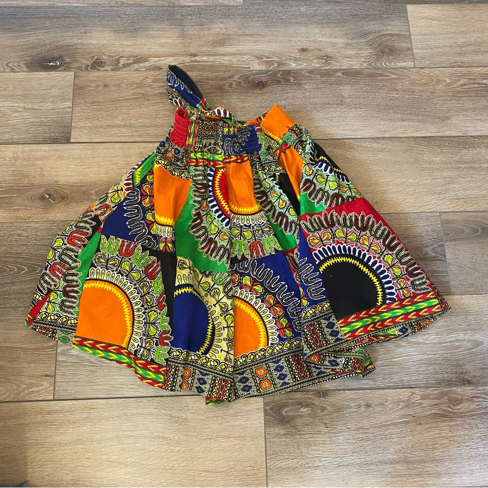 Look At Me Women’s Skater Skirt African Print One SZ Elastic Waist Belt Headband